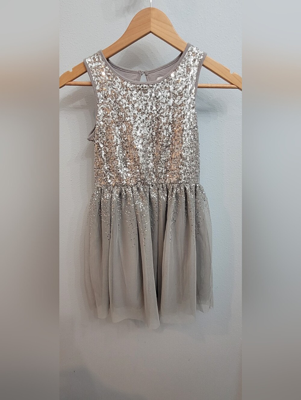 GAP Kids Silver Sequin Tulle Dress Size 8